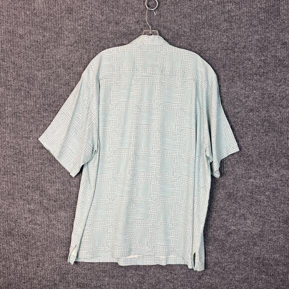 Tommy Bahama Mens Green Printed Button Up Shirt Size XL Silk Short Sleeve Luxe - Picture 6 of 10